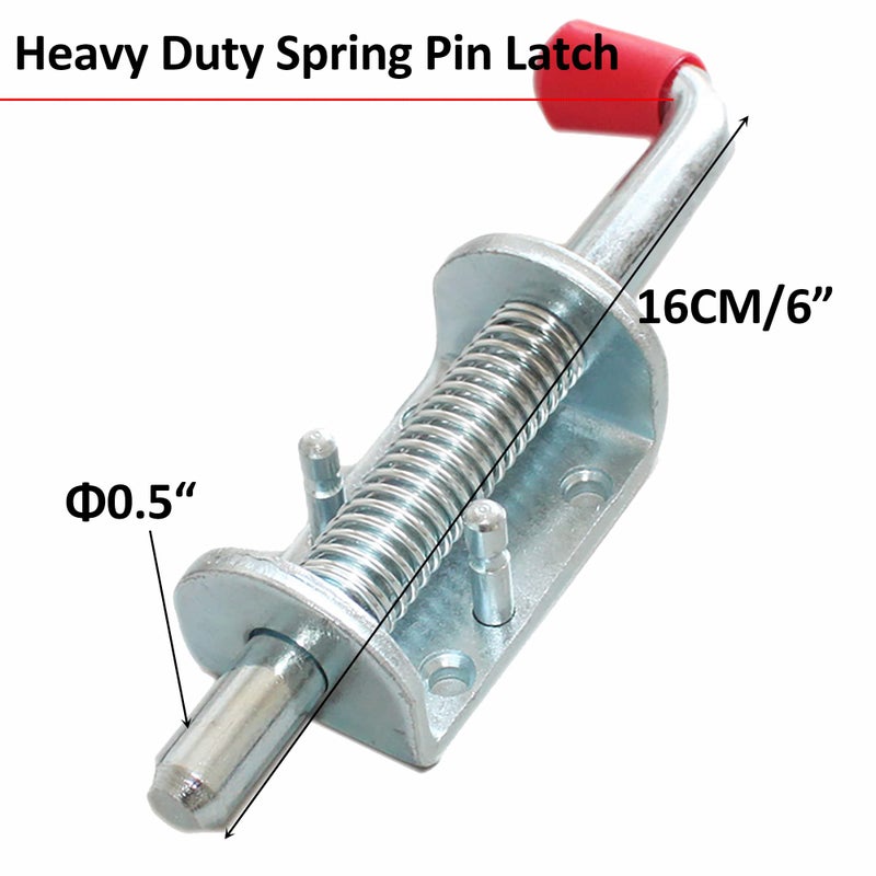 X-Haibei 2 Pcs Trailer Spring Latch Pin, 1/2 inch Barrel Bolt Spring Loaded Silver Latch Heavy Duty for Ramp Door Fence RV - Image 2